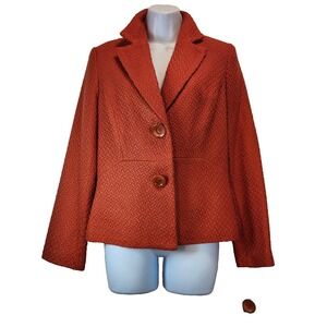 NWT R.Q.T Women's Size 8 Dressy Blazer Jacket Coat Tweed Orange Lined Career